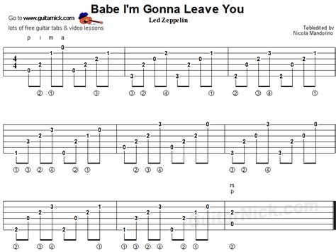 Babe I M Gonna Leave You Fingerstyle Guitar Tablature Guitar Tabs