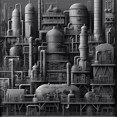 Premium Photo | A industrial mill black white concept art