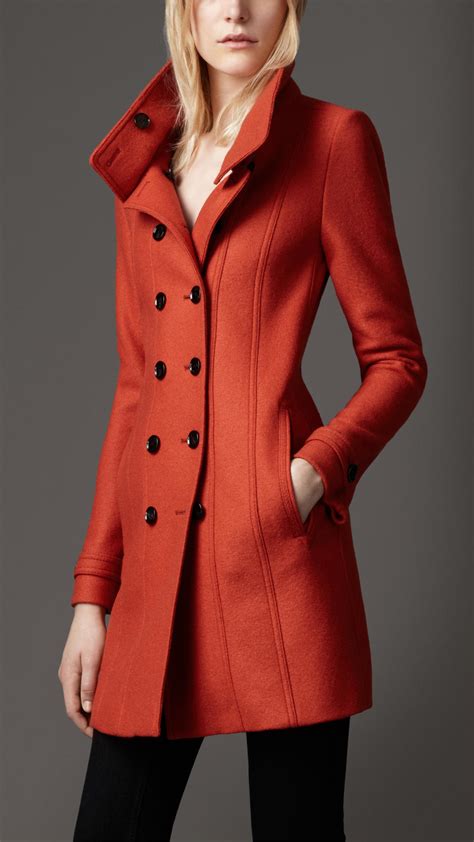 Lyst Burberry Wool A Line Coat In Red