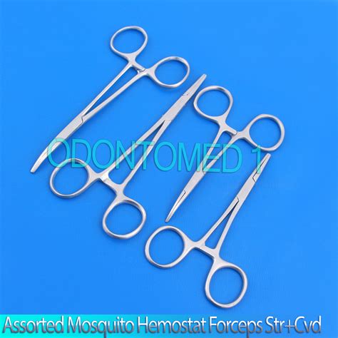 4 ASSORTED MOSQUITO HEMOSTAT FORCEPS STR CVD SURGIVAL VETERINAY