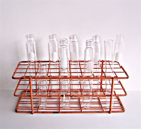 Vintage Chemistry Test Tubes And Test Tube Holder Stand Etsy Test