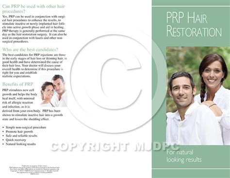 Platelet Rich Plasma Prp For Hair Restoration Brochure Mjd Patient Communications