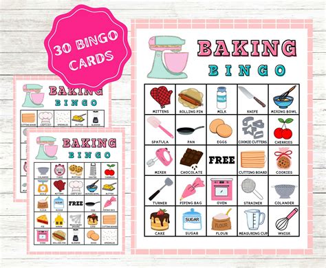 Baking Bingo Cards Instant Download Baking Party Bingo Etsy Portugal