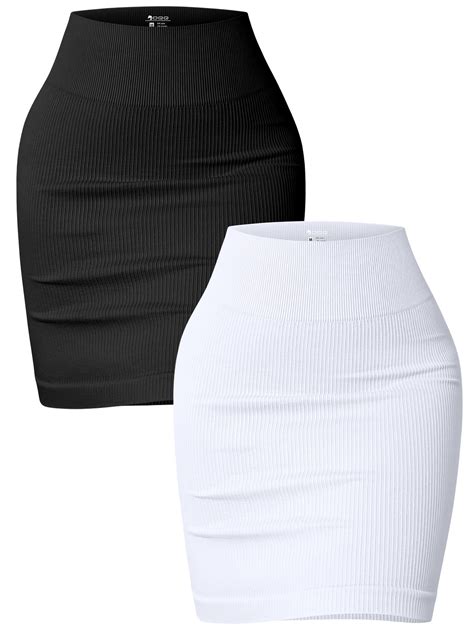 Oqq Womens 2 Piece Skirts Basic Versatile Ribbed Seamless Stretchy