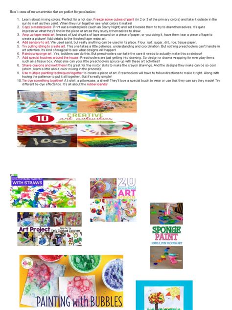 Art Activities For Pre Schoolers | PDF