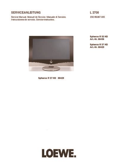 Loewe Spheros R32 R37 HD L2700 Service Manual Repair Schematics