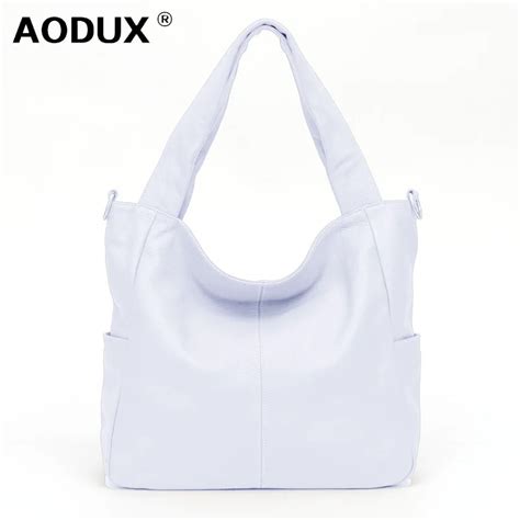 Aodux Bolso grande de piel auténtica para mujer bandolera de hombro de