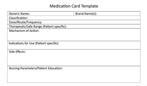 Nursing Medication Card Template Etsy