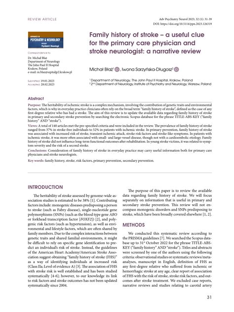 (PDF) Family history of stroke – a useful clue for the primary care ...