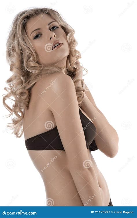 Curly Blonde Posing In Bikini Stock Image Image Of Attractive