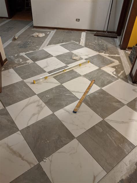 Checkered Tile Floors Get That Black And White Marble Checkered Look