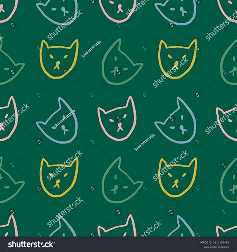 Pastel Cats Faces Seamless Pattern Wild Stock Vector Royalty Free