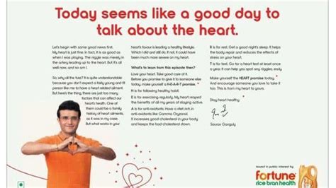 Sourav Ganguly returns in Fortune Oil ad to address health ailment concerns