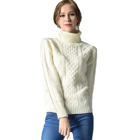 Women Knitted Sweater Winter Turtleneck Warm Sweaters Long Sleeve