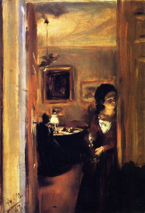 Living Room With The Artist S Sister Painting Adolph Von Menzel Oil