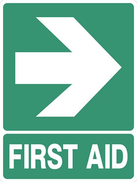 Arrow Pointing To First Aid Emergency Signs Shop Safety Signs