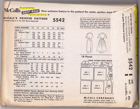 1960s Vintage Sewing Pattern Mccalls 5542 Misses Dress Wesewretro