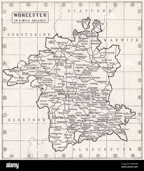 Vintage Map Of Worcester Uk 1930s Stock Photo Alamy