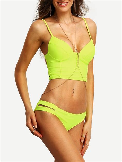 Cutout Crisscross Bikini Set Shein Sheinside