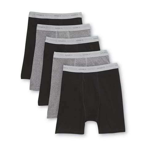 Hanes Mens Boxer Briefs 5 Pk Black And Gray Tagless