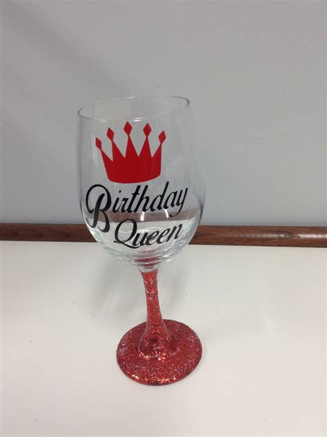 Birthday Queen Glitter Wine Glass Etsy