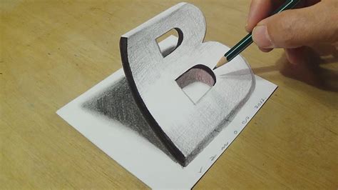 Drawing D Letter B Trick Art On Paper With Graphite Pencils