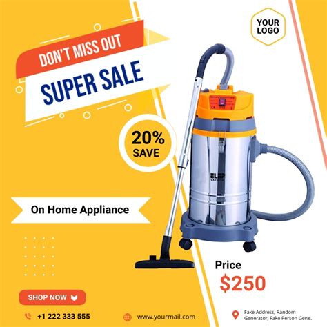 Vacuum Cleaner Sale Ad Template Postermywall