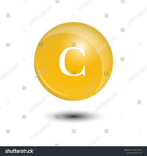 Vitamin C Gold Shining Icon Ascorbic Stock Vector Royalty Free