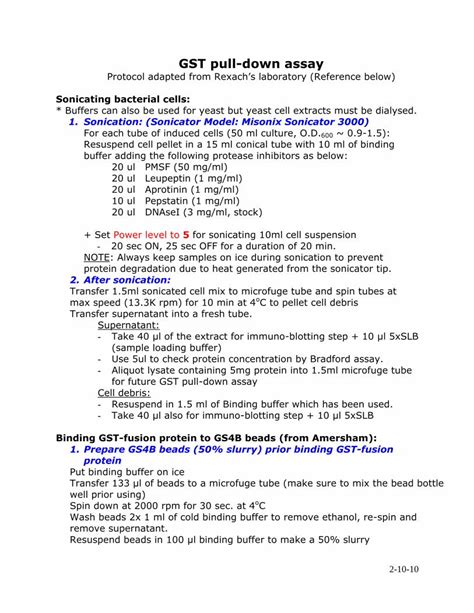 (PDF) GST pull-down assay - University of California ...