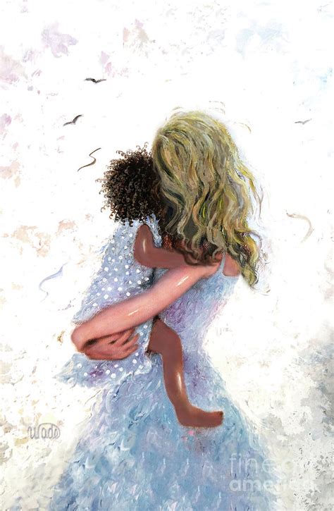 Mother And Daughter Hugs Biracial Painting By Vickie Wade Fine Art