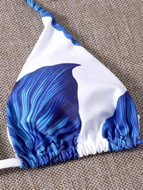 Pack Leaf Print Triangle Bikini Swimsuit Shein Usa