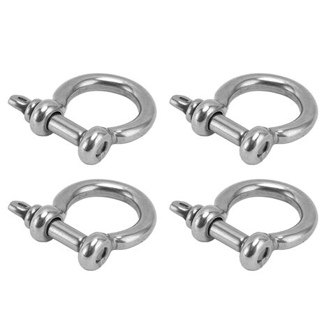 4pcs 304 Stainless Steel Shackle Screw Pin D Ring Bow Shape Anchor Load Clamp Replacementm6