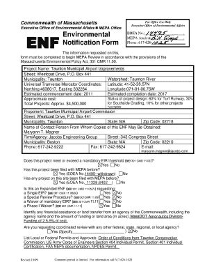 Fillable Online Env State Ma Enf Form For Ma Eoeea Fax Email Print