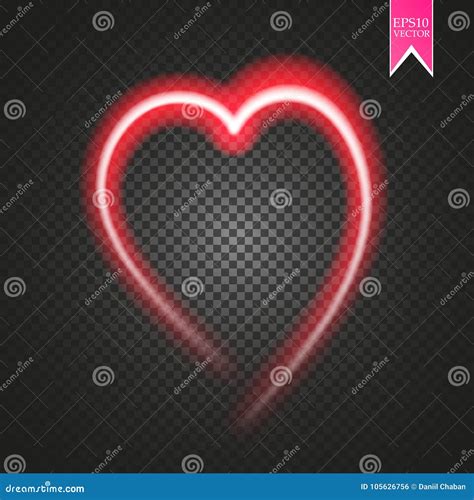 Bright Neon Heart. Heart Sign on Dark Transparent Background. Neon Glow Effect. Vector Stock ...