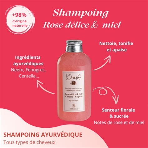 Shampoing Ayurvédique rose hydratant revitalisant cheveux normaux