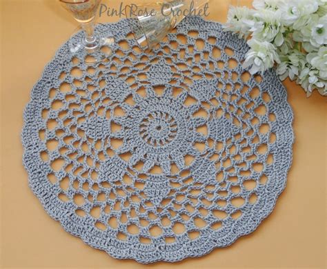 Pink Rose Crochet Centrinho Sousplat Flor Amelie Place Mat