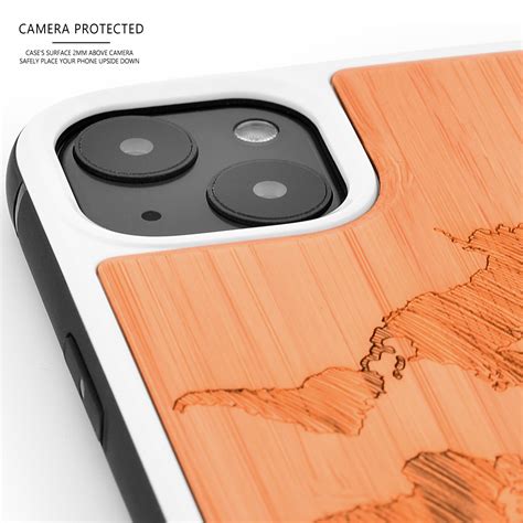 iPhone 13 Mini bamboo wood case world map engraved | GOWOOD