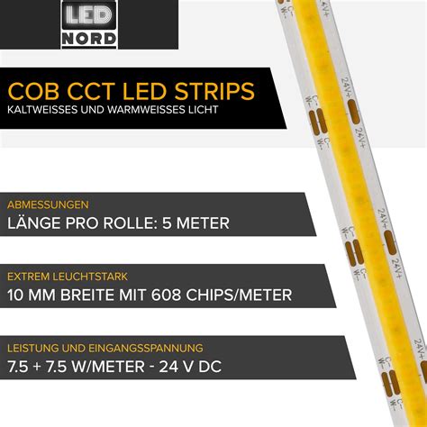 Led Cob Leds M Strip Cct Wei Wechsel V Watt M Dimmbar M