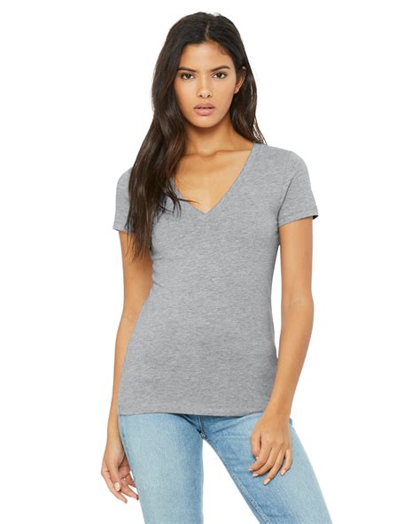 Bella Canvas Ladies Jersey Short Sleeve Deep V Neck T Shirt