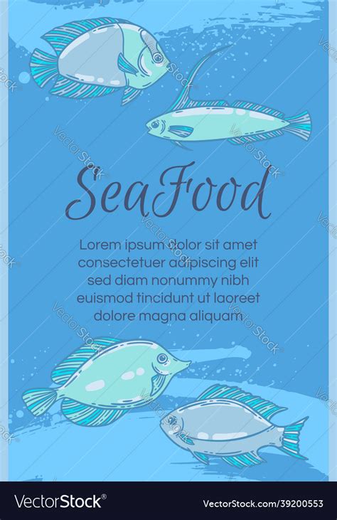 Seafood Restaurant Menu Template Hand Drawn Fish Vector Image