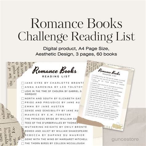 Romance Books Reading Checklist Romance Novels Reading Challenge