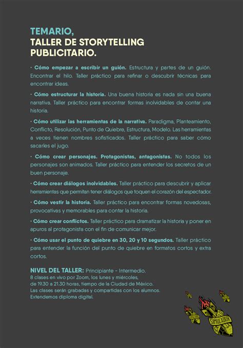 La Escuela De Creativos Publicitarios On Twitter Temario Taller De