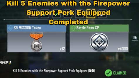 Kill 5 Enemies With The Firepower Support Perk Equipped Cod Mobile