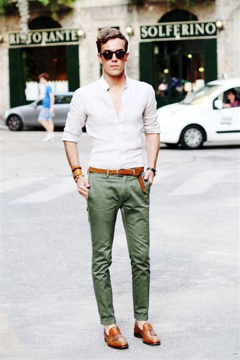 Green Pants White Shirt Combination For Men Mens Clothing Colour Combinations Mens Clothing