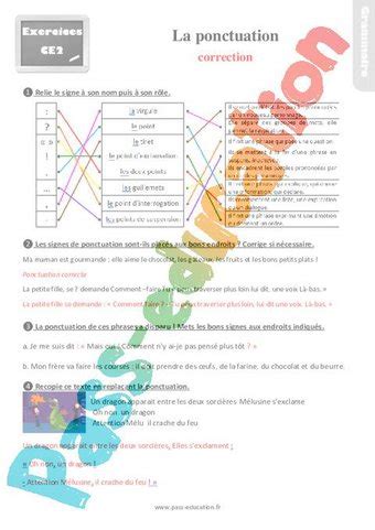 La ponctuation Ce2 Exercices révisions PDF à imprimer par Pass