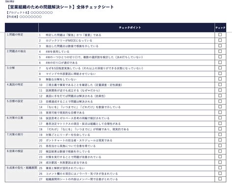 【完全版】営業組織のための問題解決メソッド｜テンプレート付き メソッド 才流