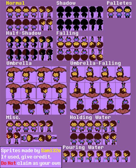 Undertale Frisk ReSprite Sheet by Sami32e on DeviantArt