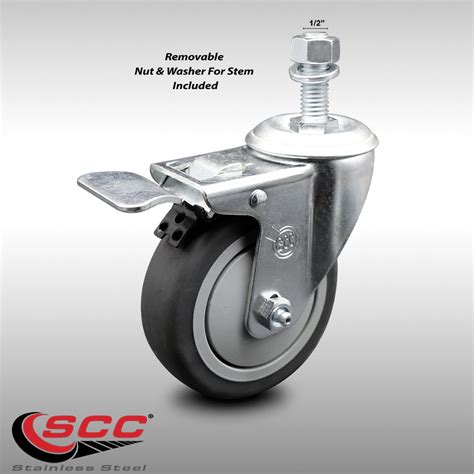 Stainless Steel Thermoplastic Rubber Swivel Threaded Stem Caster X