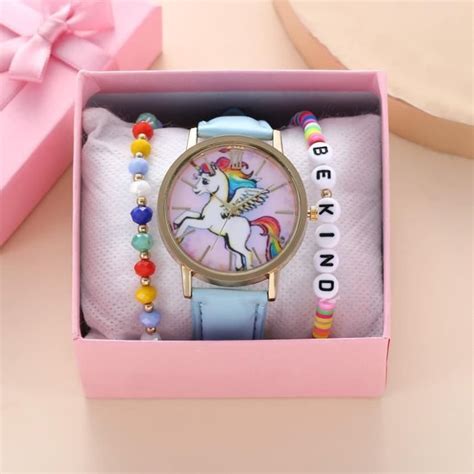 Sharphy Coffret Montre Fille Bracelet Perle Licorne Mignon Bracelet