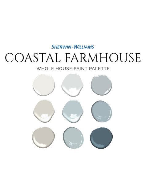 Sherwin Williams Modern Farmhouse Paint Color Palette Coastal Etsy